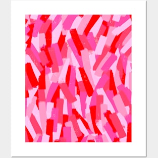 Pink and Red Abstract Brush Strokes Posters and Art